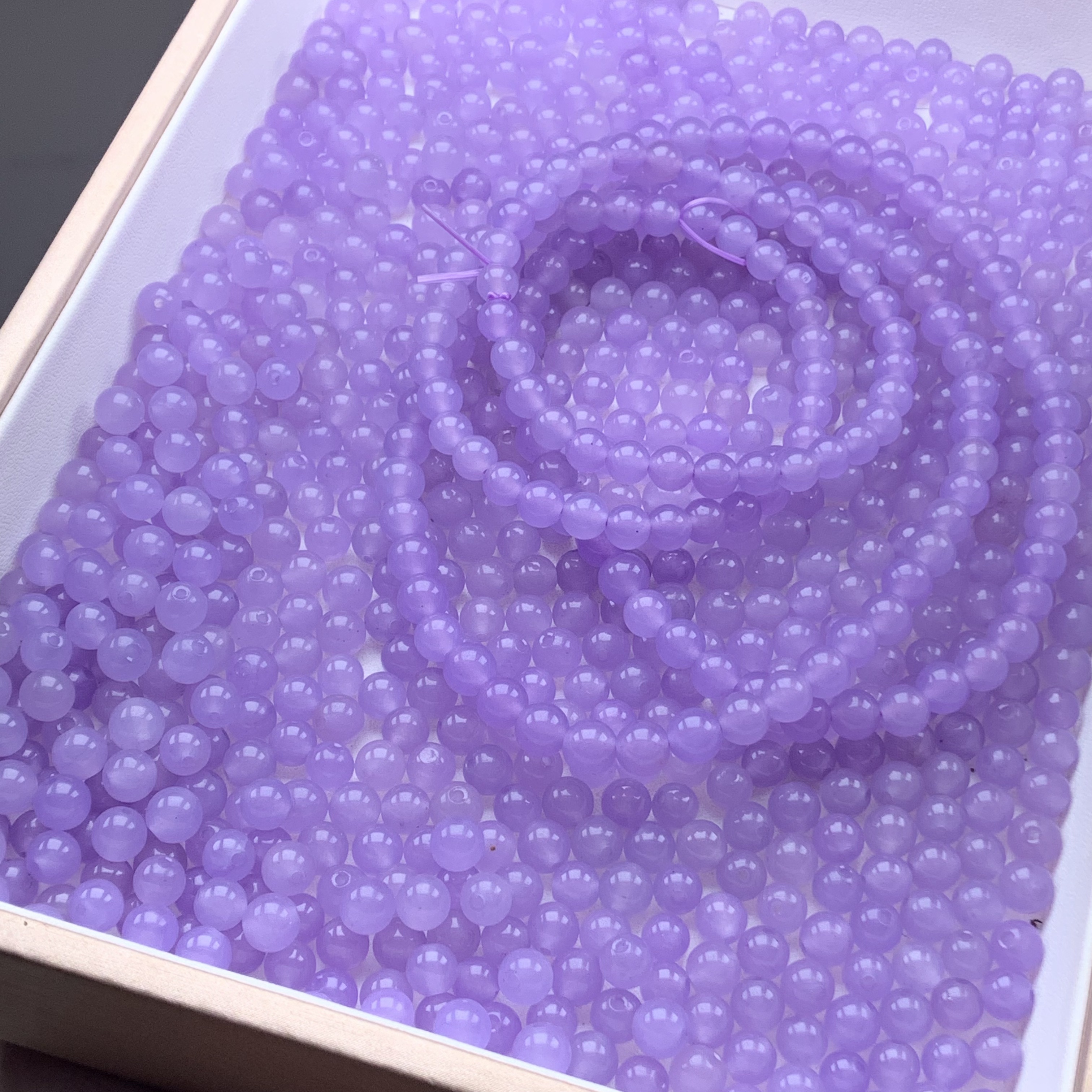 天然缅甸翡翠A货 卡6mm紫珠 多样性发货其一