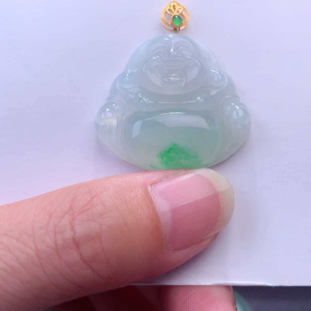 翡翠吊坠(不含链)18K金镶嵌