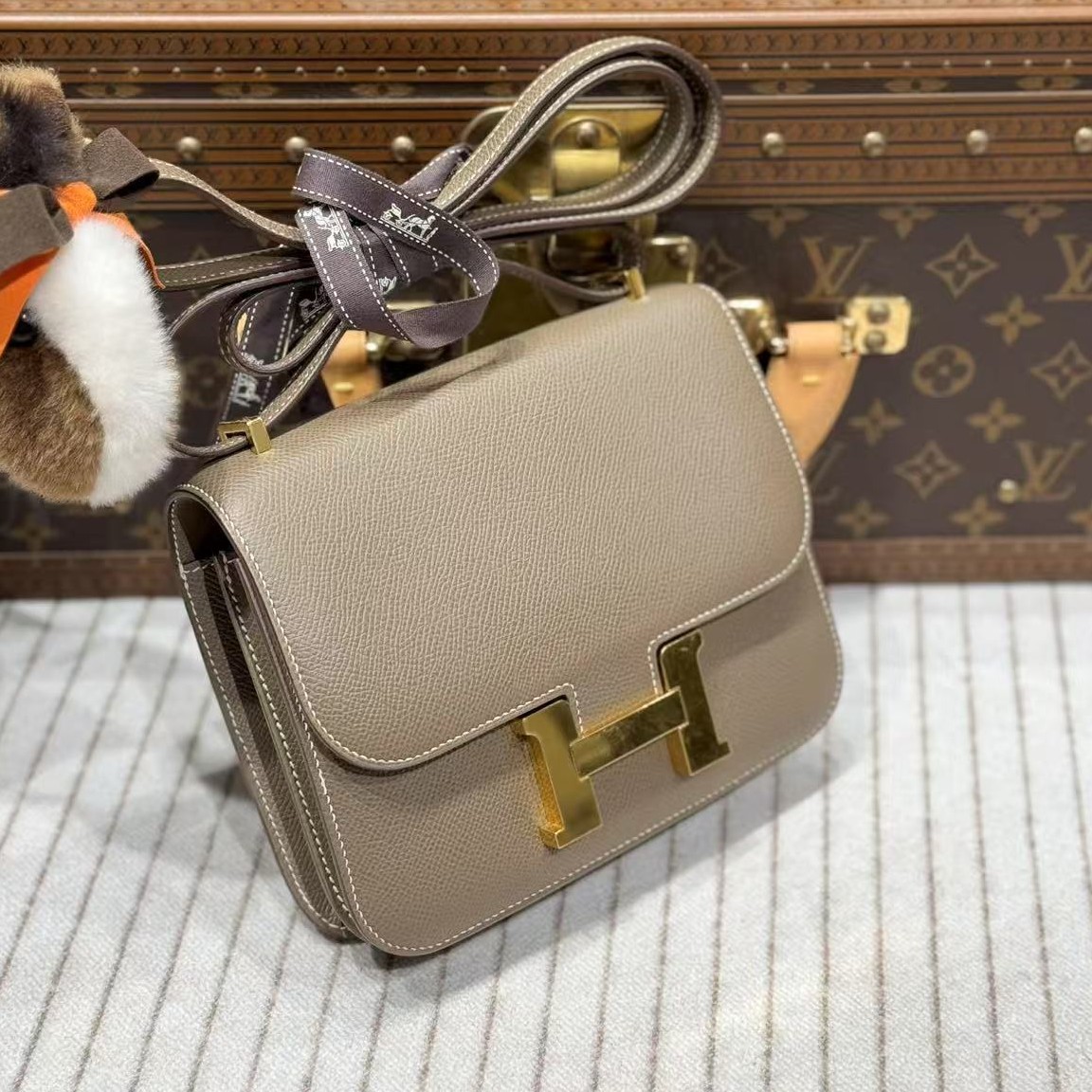 99新 Hermes/爱马仕 昊哥/z刻/大象灰康康19包