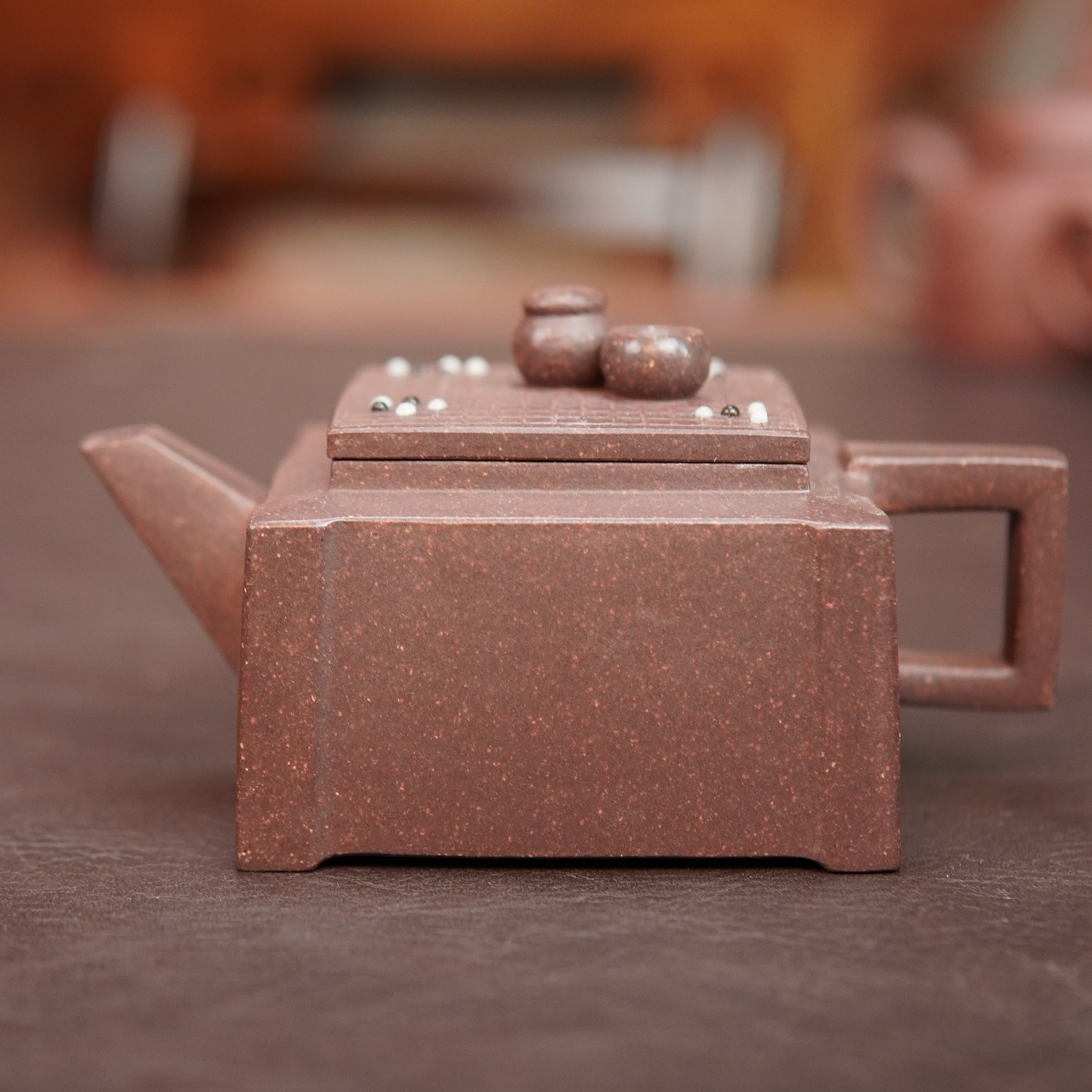 乐在棋中精工手工150cc创意方器大水潭天青泥紫砂壶