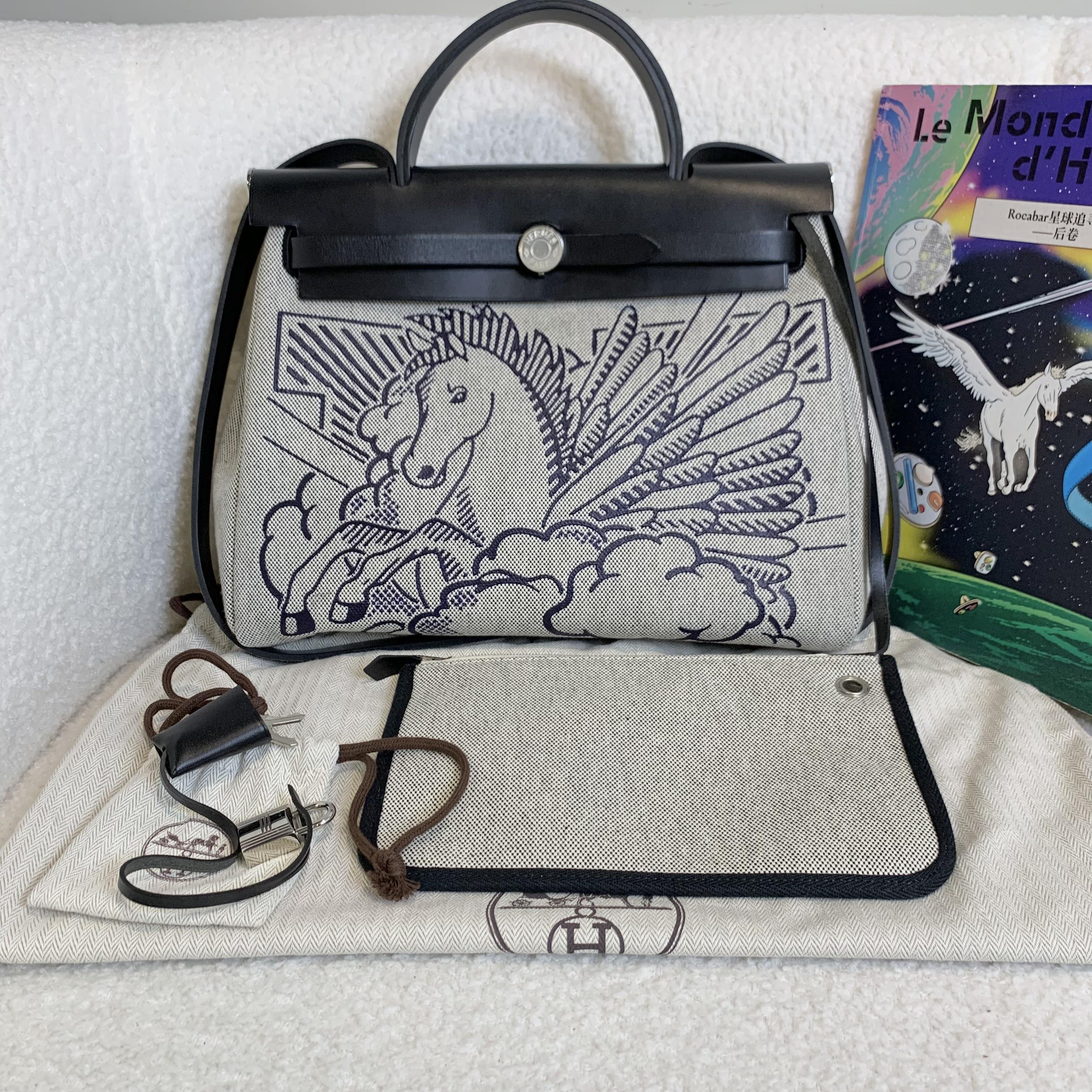 99新 Hermes/爱马仕 订壹臻/限量黑银飞马herbag31 y刻 47329760 