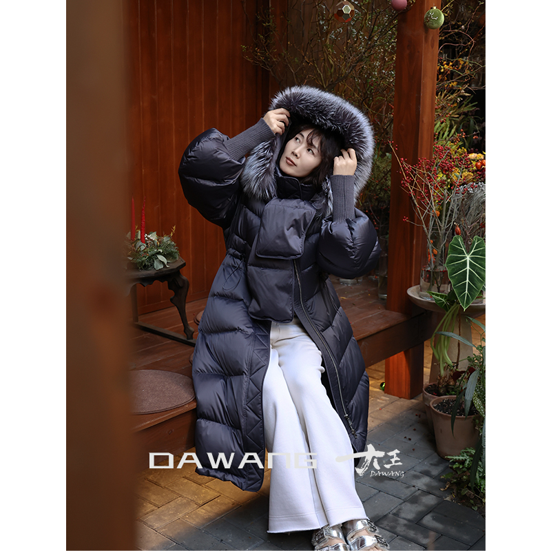 DAWANG丨【优雅巴黎】秋冬围巾款收腰大长款高克重保暖鹅绒服357-1
