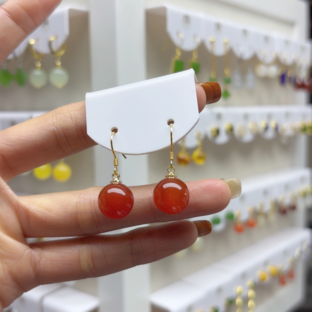 银S925镶嵌耳饰玛瑙/玉髓