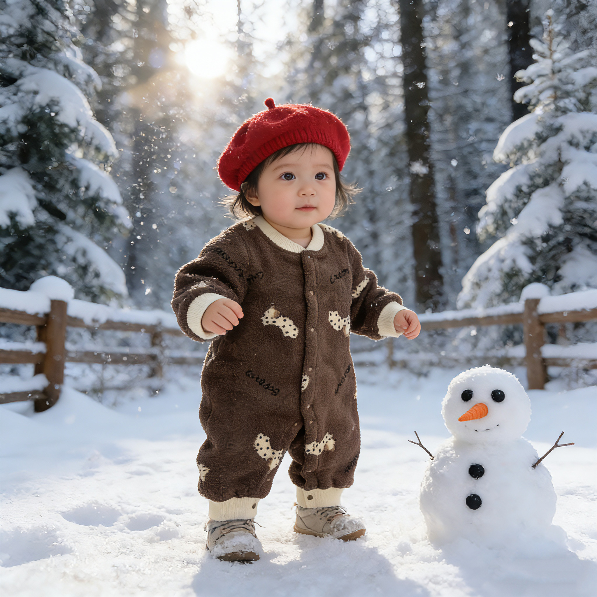 韩版加绒哈衣爬服外套加肥加大男女宝宝秋冬保暖