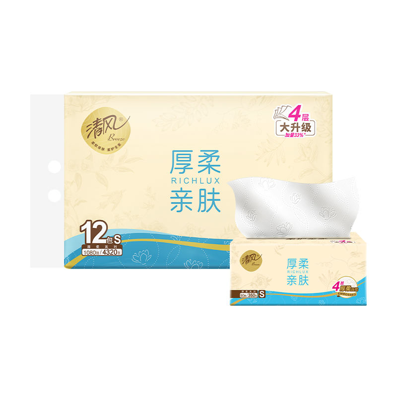 清风主题活动款3层面巾纸 12包 新老包装随机