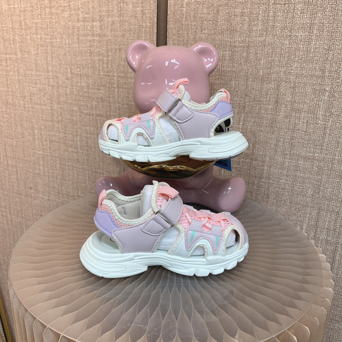 EX496     宝宝粉色魔术贴夏季包头凉鞋   夏款