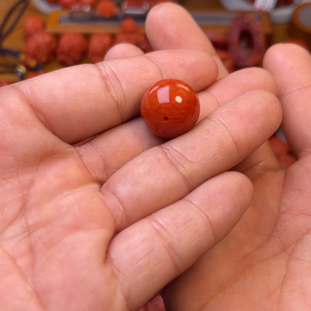 B***o南红玛瑙未镶嵌川料精工圆珠卡18