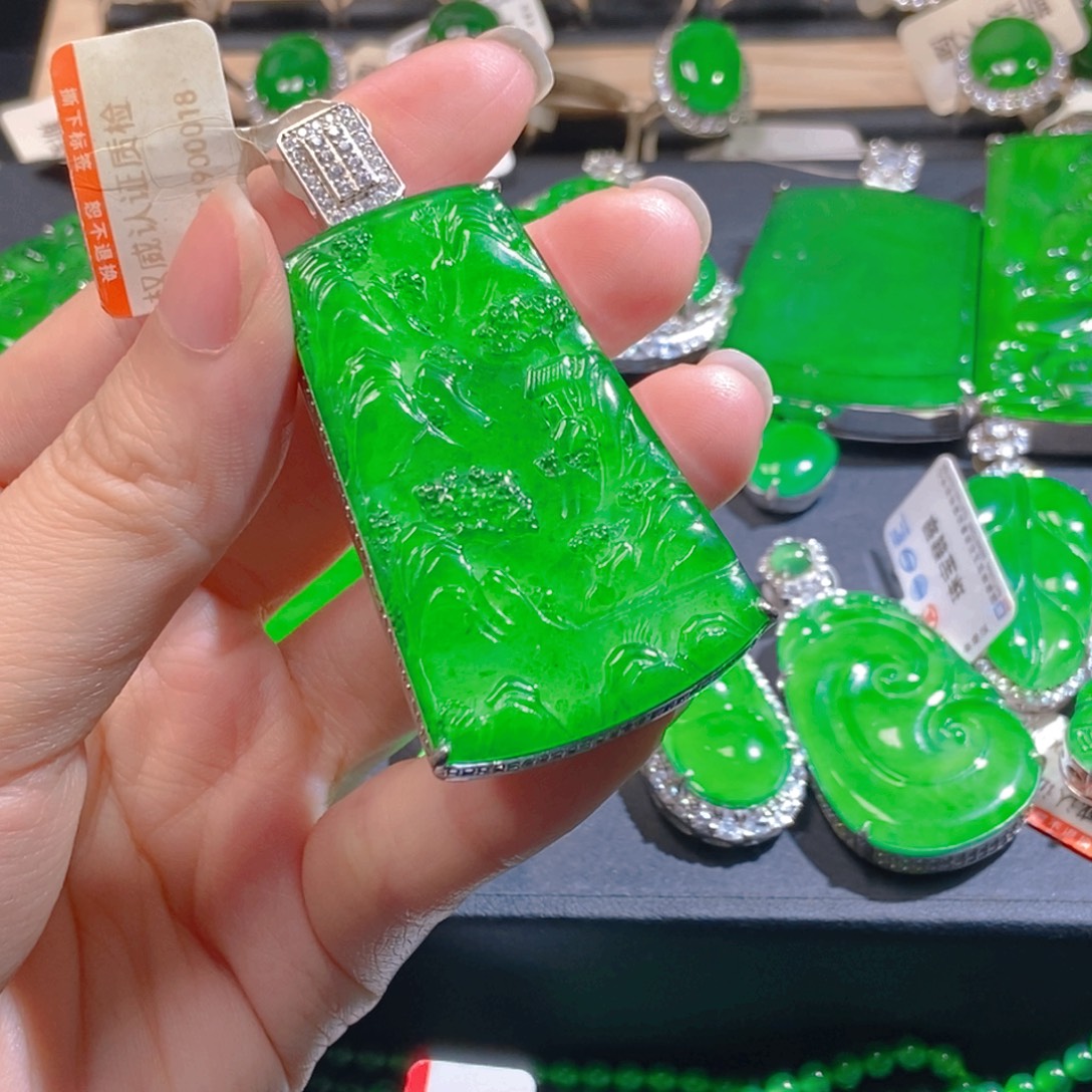 吊坠(不含链)银S925镶嵌翡翠