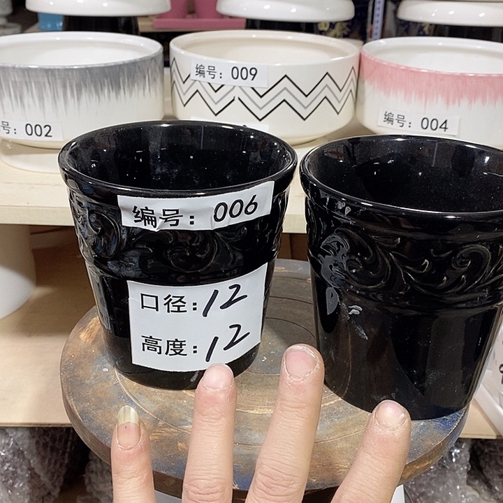 陶瓷微瑕花盆-006-4个黑色