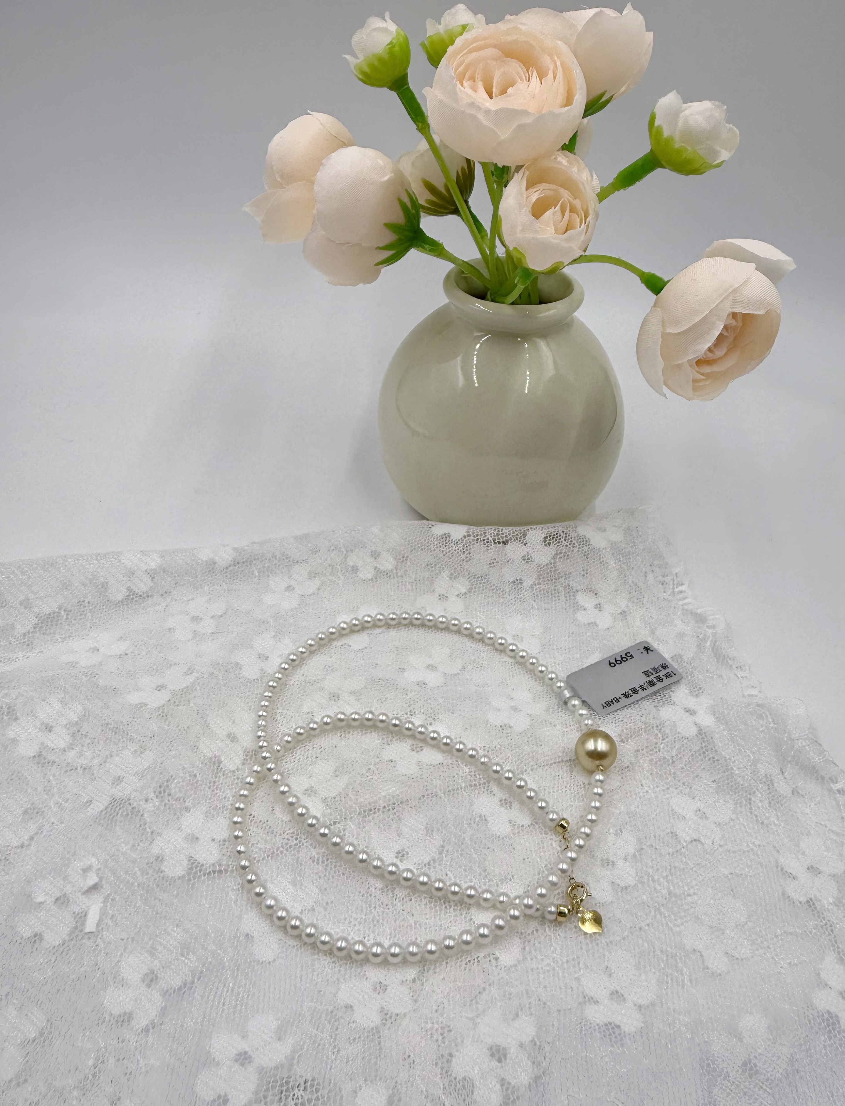 【晓艾珍珠】南洋金珠+BABY珠项链 3-4+9-10mm18K金X994