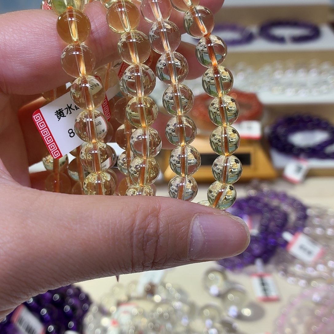 玉巴西黄水卡8mm手串净水