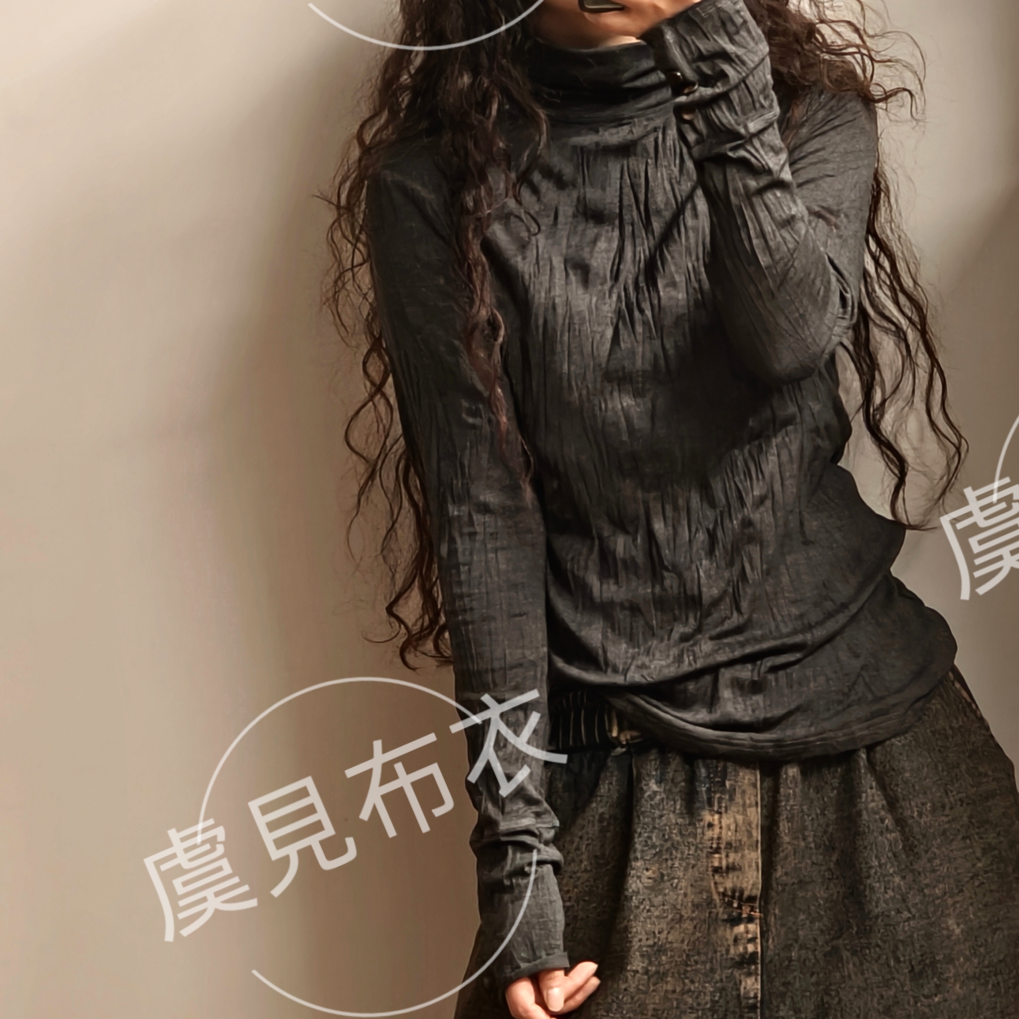 虞姑娘推荐 秋季做旧袖口钉扣高弹力打底【衣长64】可穿150