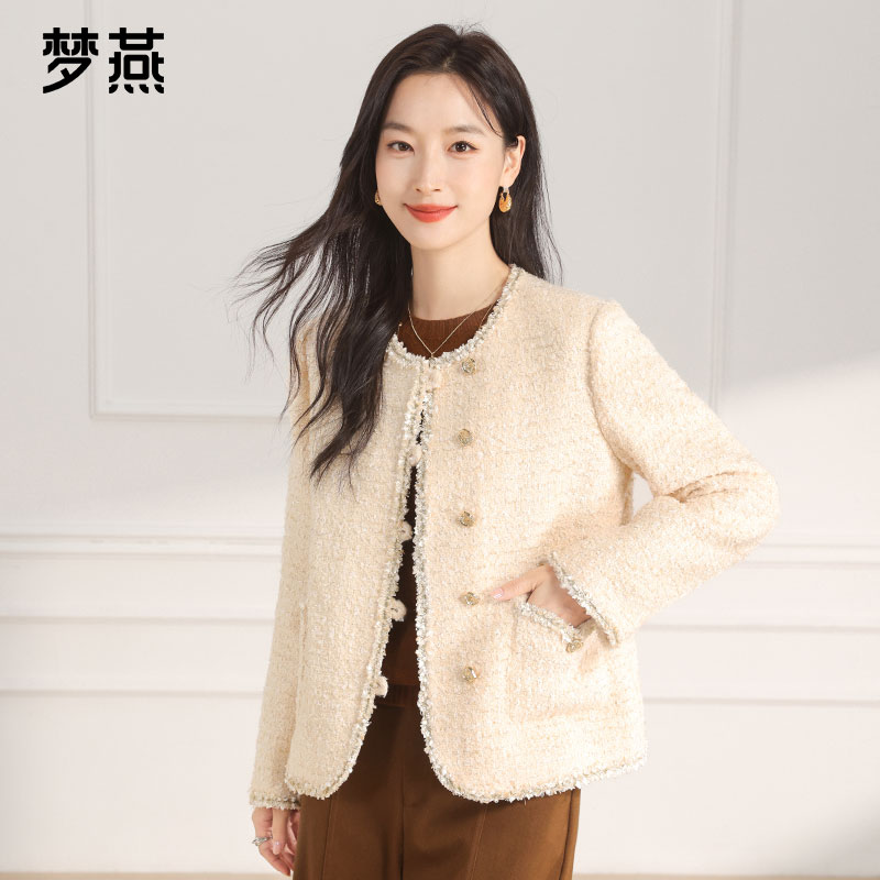 梦燕秋冬女士气质短款小香风大衣休闲百搭时尚宽松外套CA02B5002