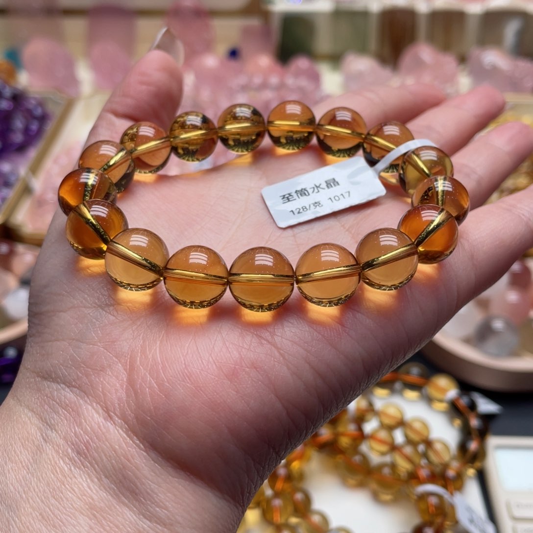 未镶嵌手链黄晶黄水晶12mm