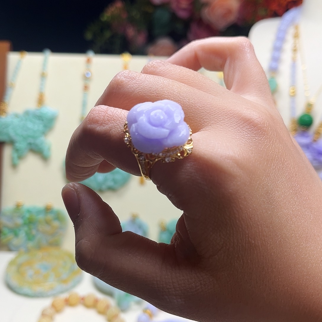 翡翠颈饰银S925镀金镶嵌紫