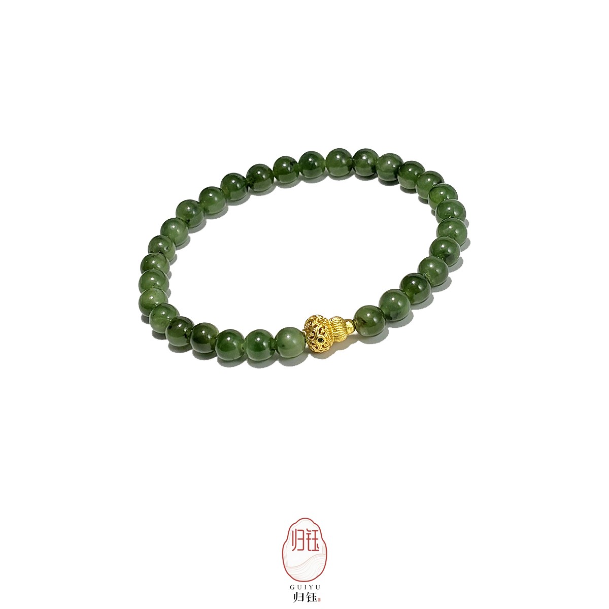 6MM碧玉葫芦天然和田玉碧玉一口糖素圈手链 多样性发