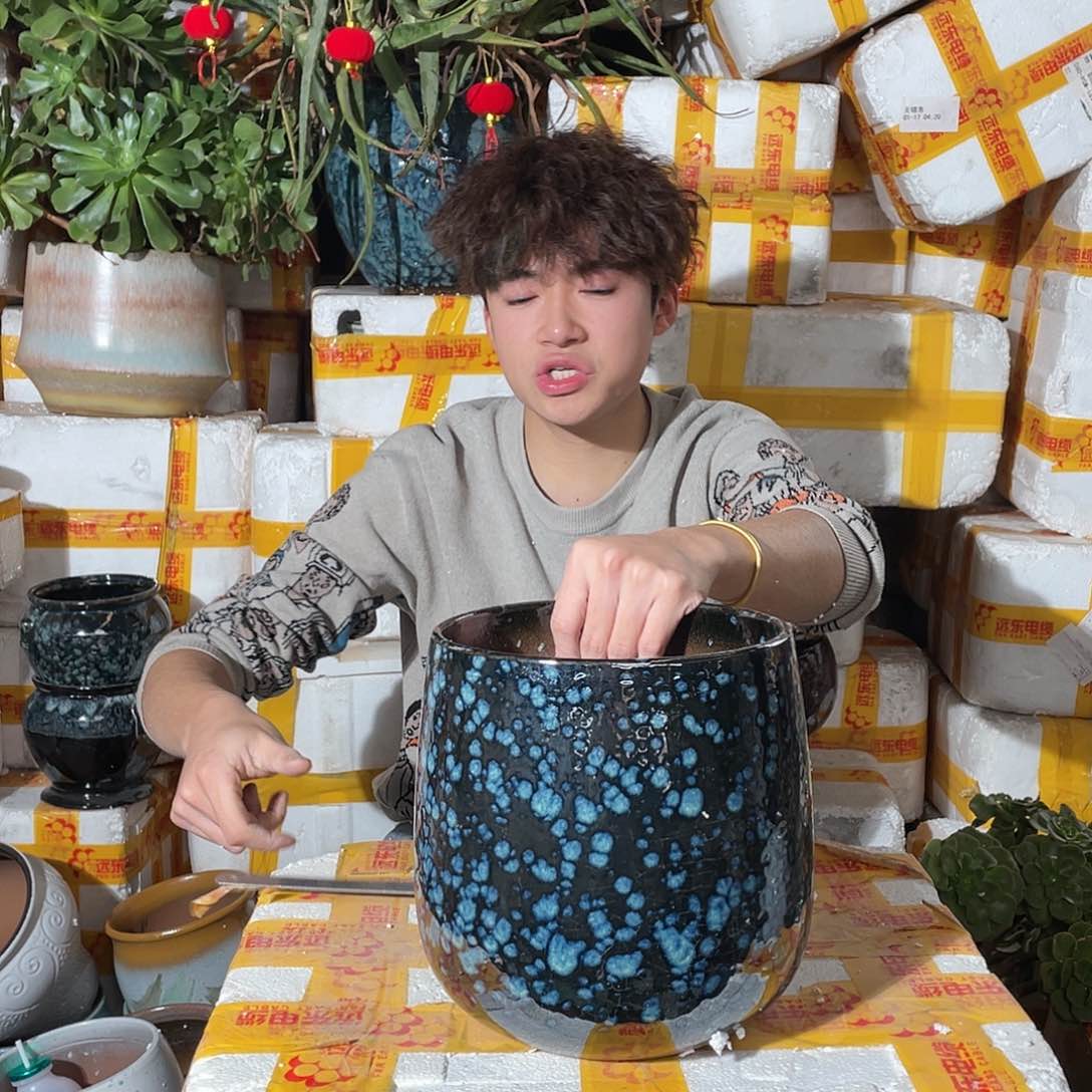 无铅玻璃宜兴紫砂花盆