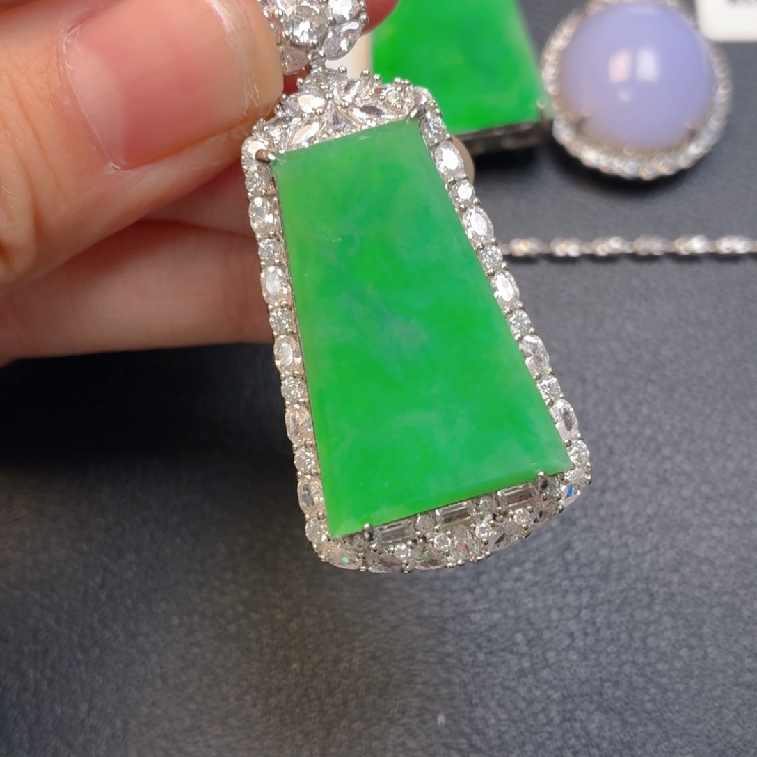 翡翠银S925镶嵌吊坠(不含链)