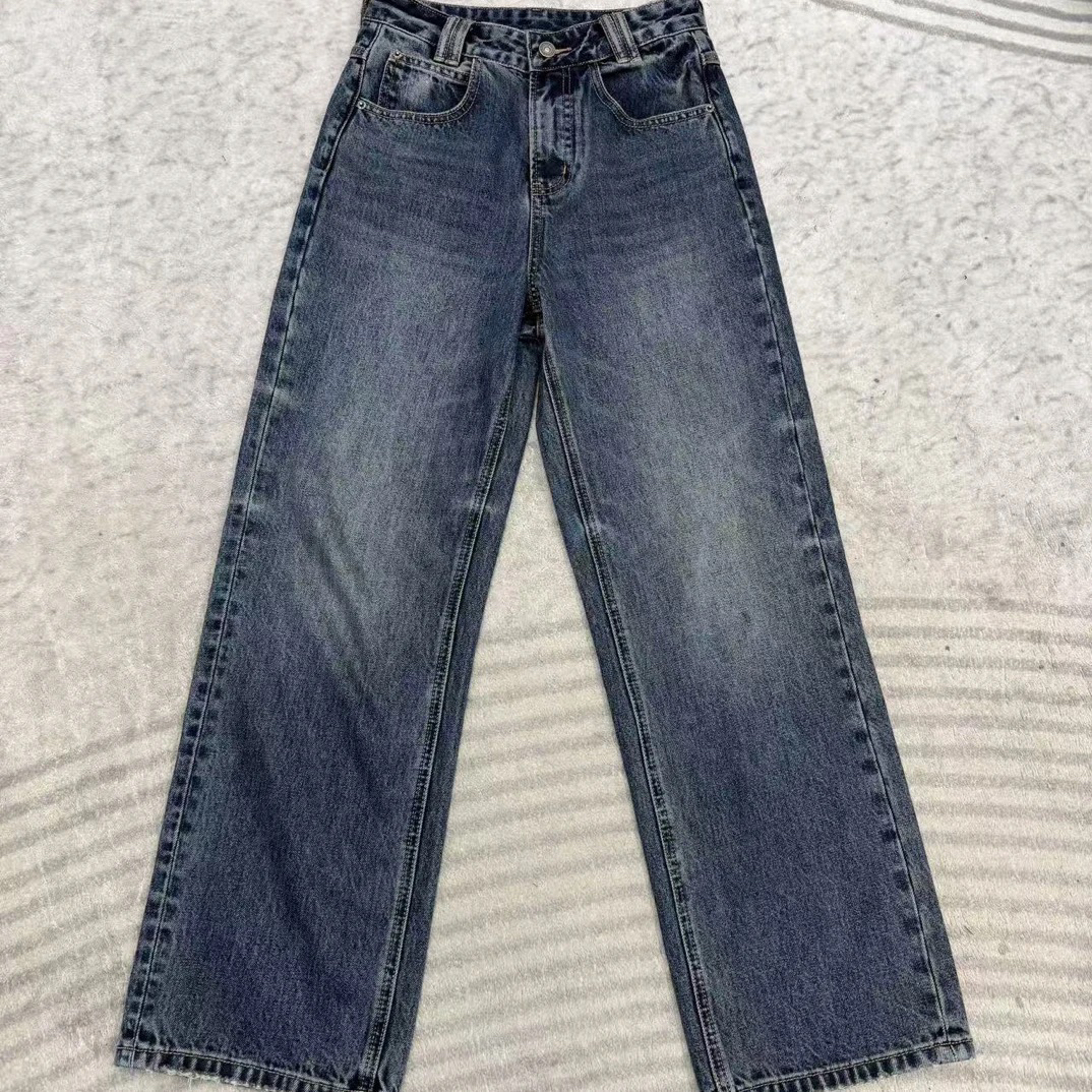 DD-6533秋季厚款显瘦百搭水洗复古牛仔直筒裤