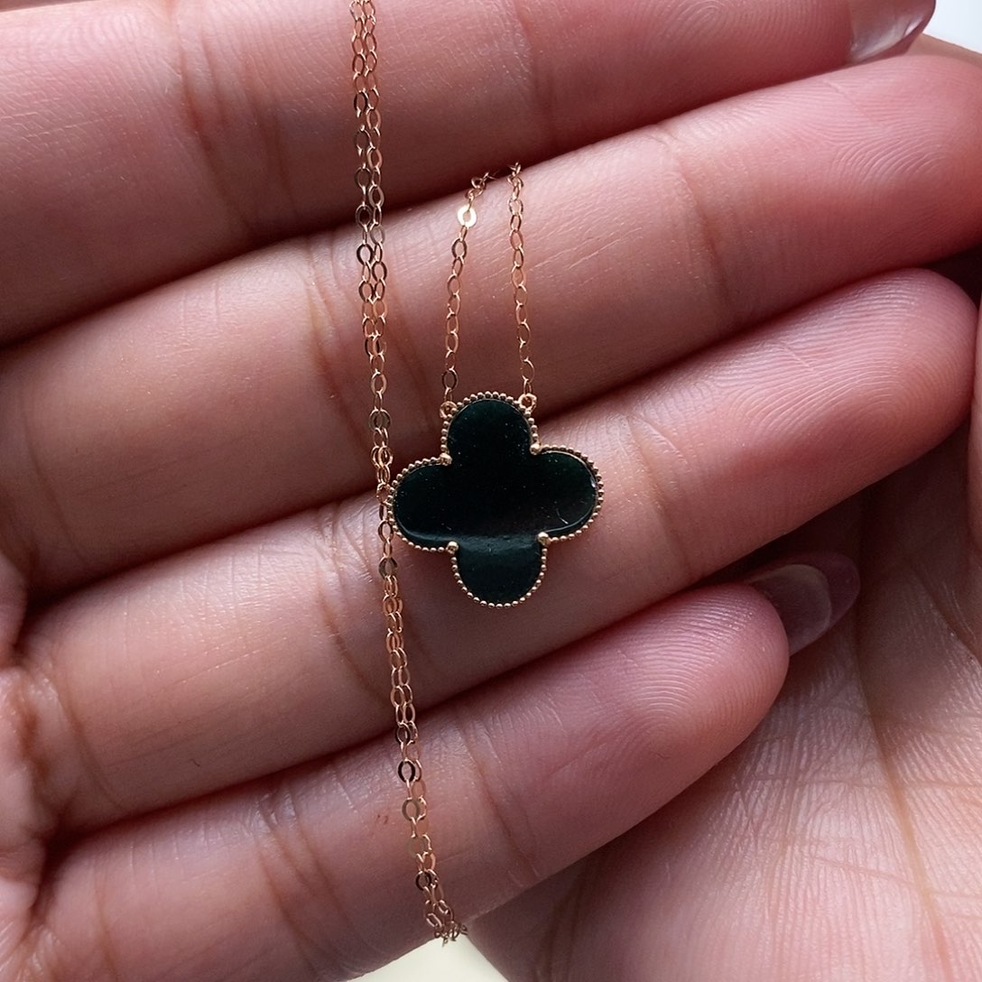 翡翠颈饰18K金镶嵌墨翠