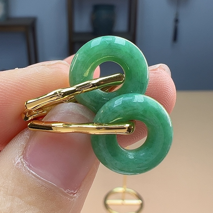 翡翠耳饰银S925镶嵌耳饰