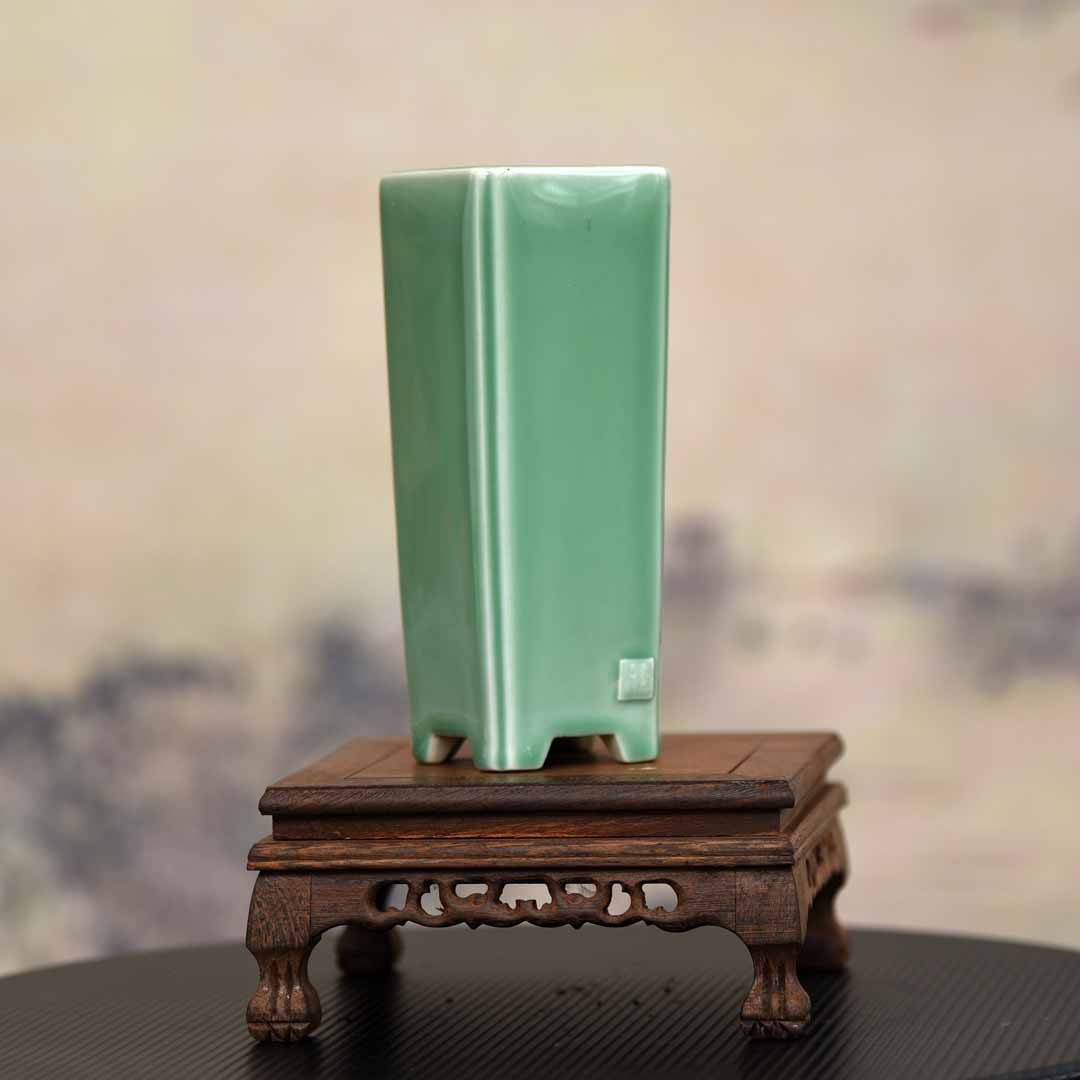 录品记绿色小签筒盆（微瑕疵）
