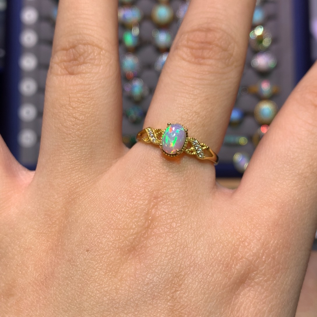 银S925镀金镶嵌欧泊戒指福利款不退不换