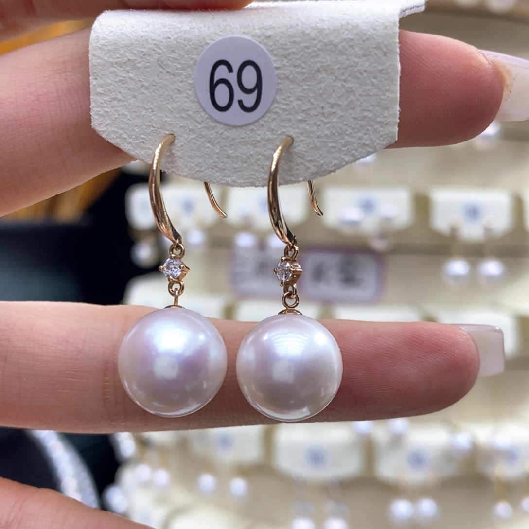 淡水珍珠耳饰18K金镶嵌