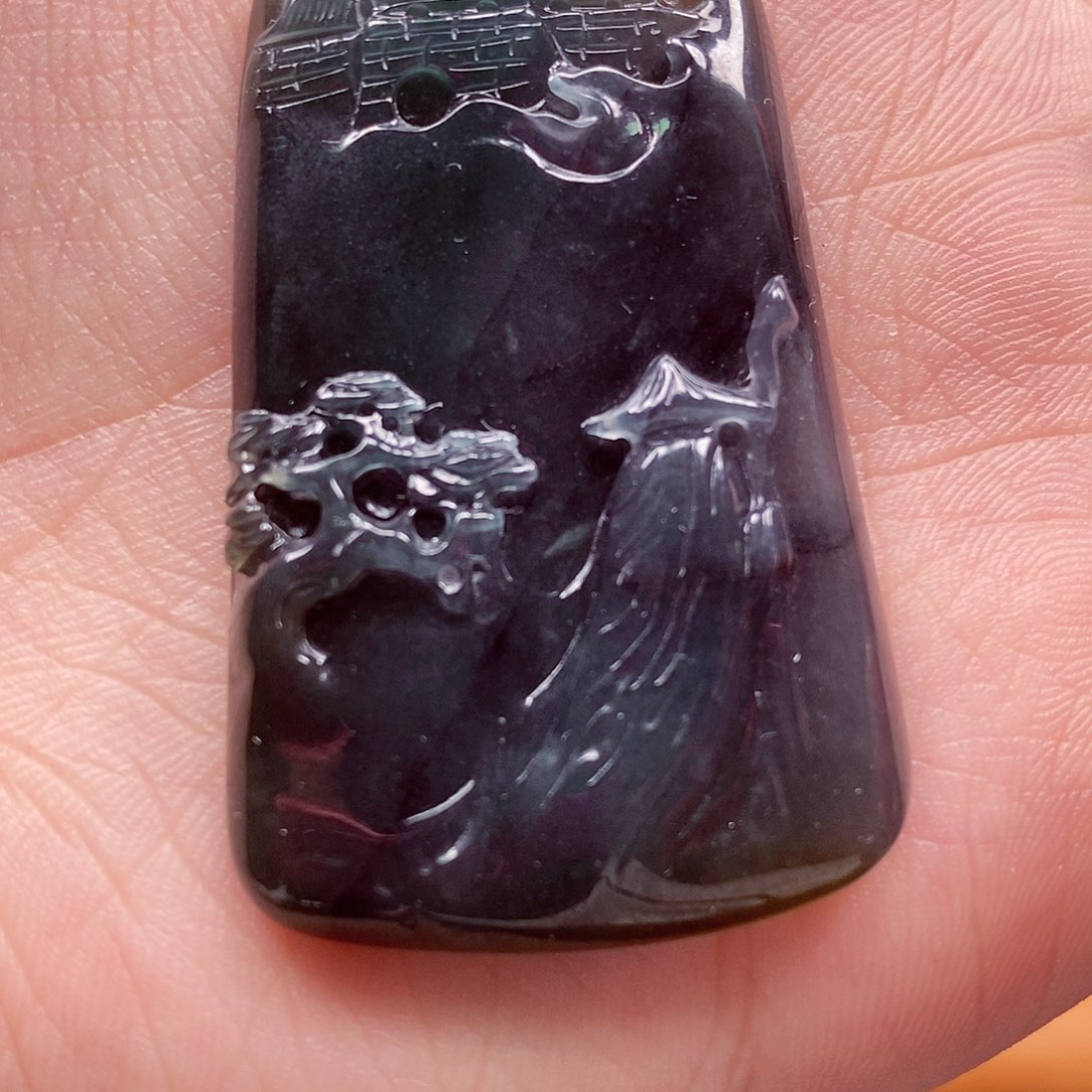 翡翠挂件未镶嵌风雪夜归人