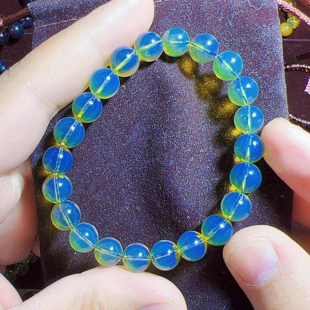 蓝珀珠宝奇石未镶嵌9mm蓝珀净水毕业季蓝