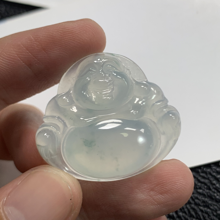 天然缅料a货翡翠佛公 27.4×31.1×6.2mm