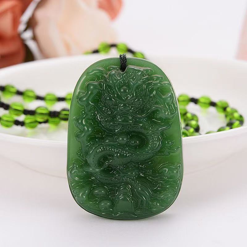 龙凤呈祥玉佩女款饰品菠菜绿