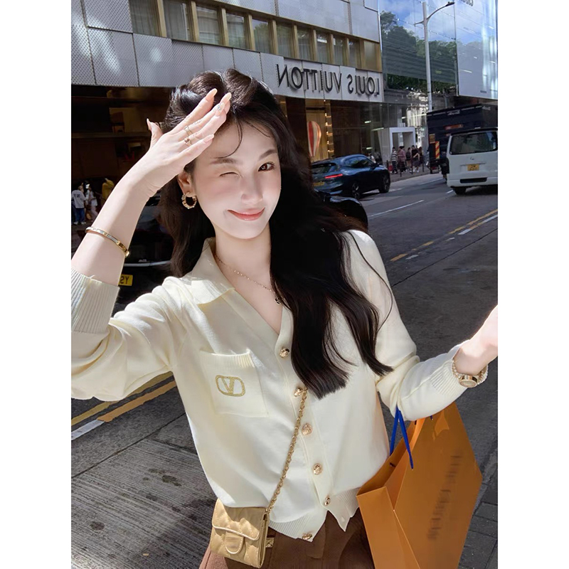 【燕麦色】3843开衫外套超柔软高品质POLO领上衣