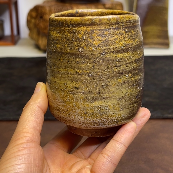 备前烧作品金重陶阳大杯子有裂