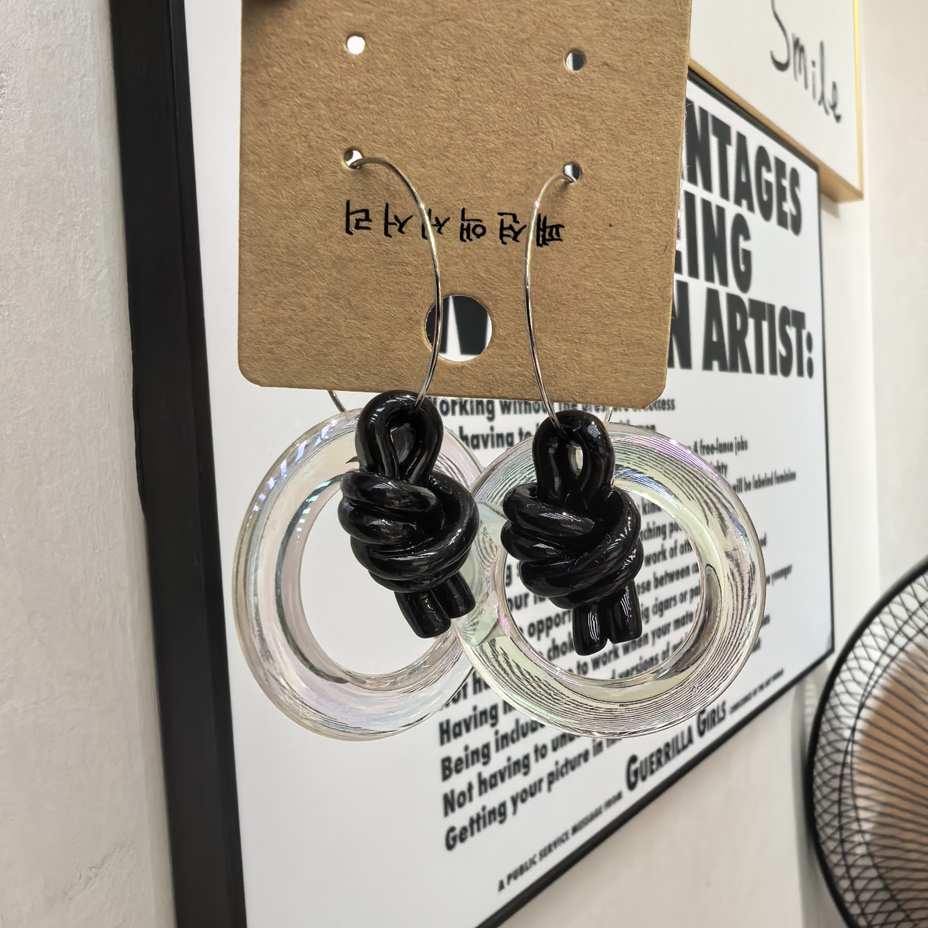 A760黑色打结人鱼姬圆圈耳圈款耳饰