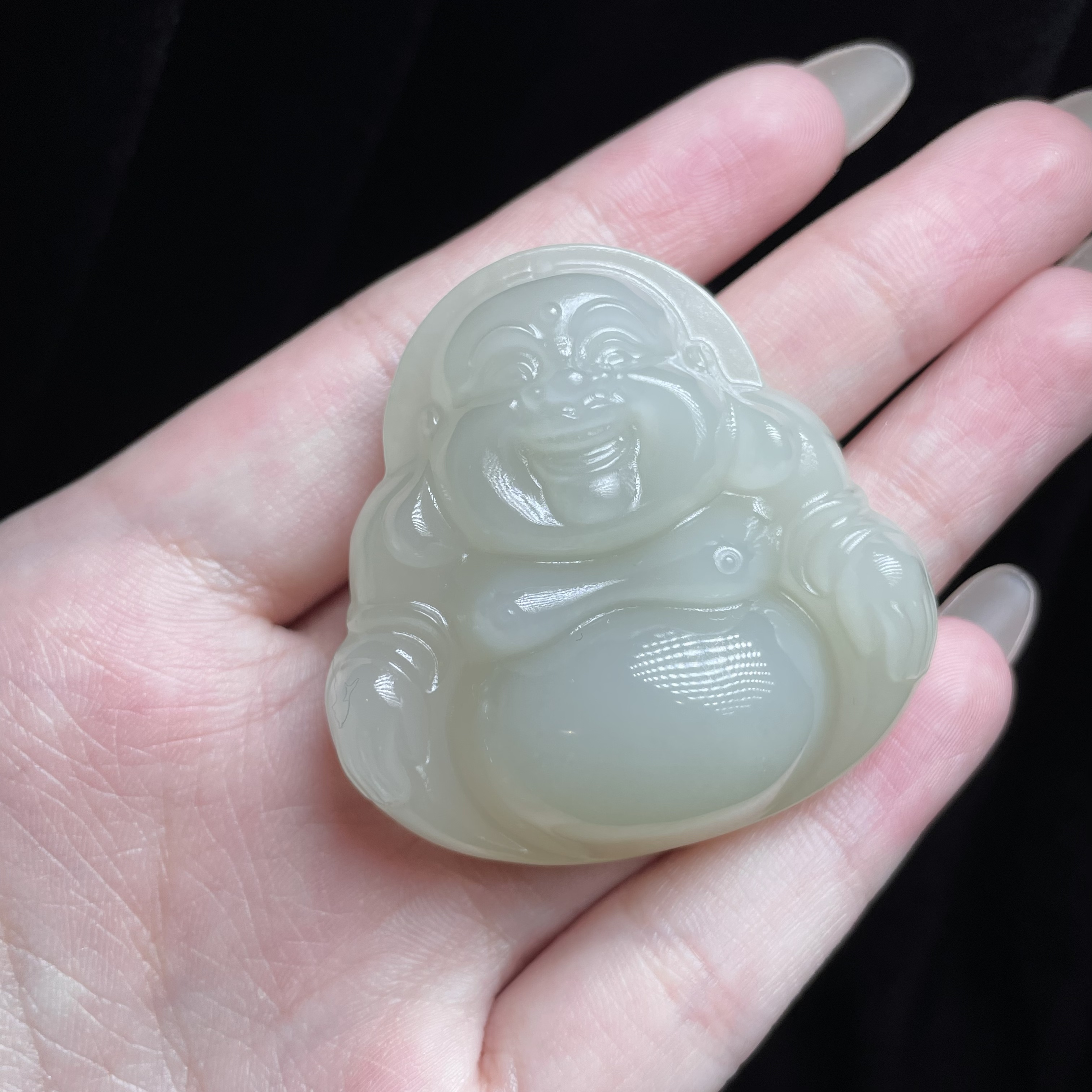 L【玉总珠宝】和田玉大佛公吊坠-约43*14mm 多样性发一