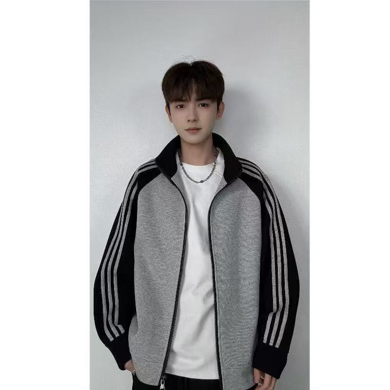 【YIPIN】秋冬软壳水洗连帽落肩袖拼接休闲holdoumen卫衣拉链卫衣
