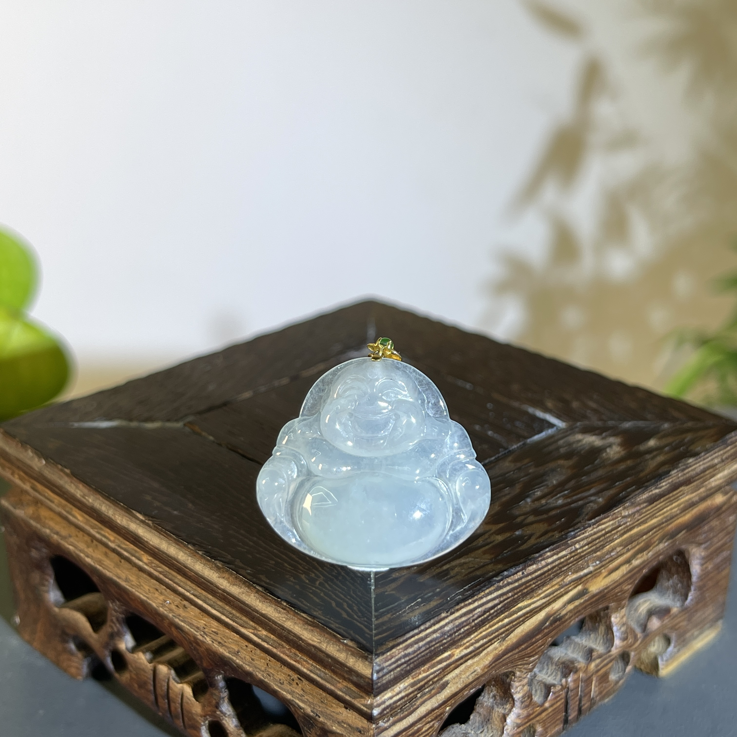 JCA06-43 天然缅甸A货翡翠 18K金扣佛公