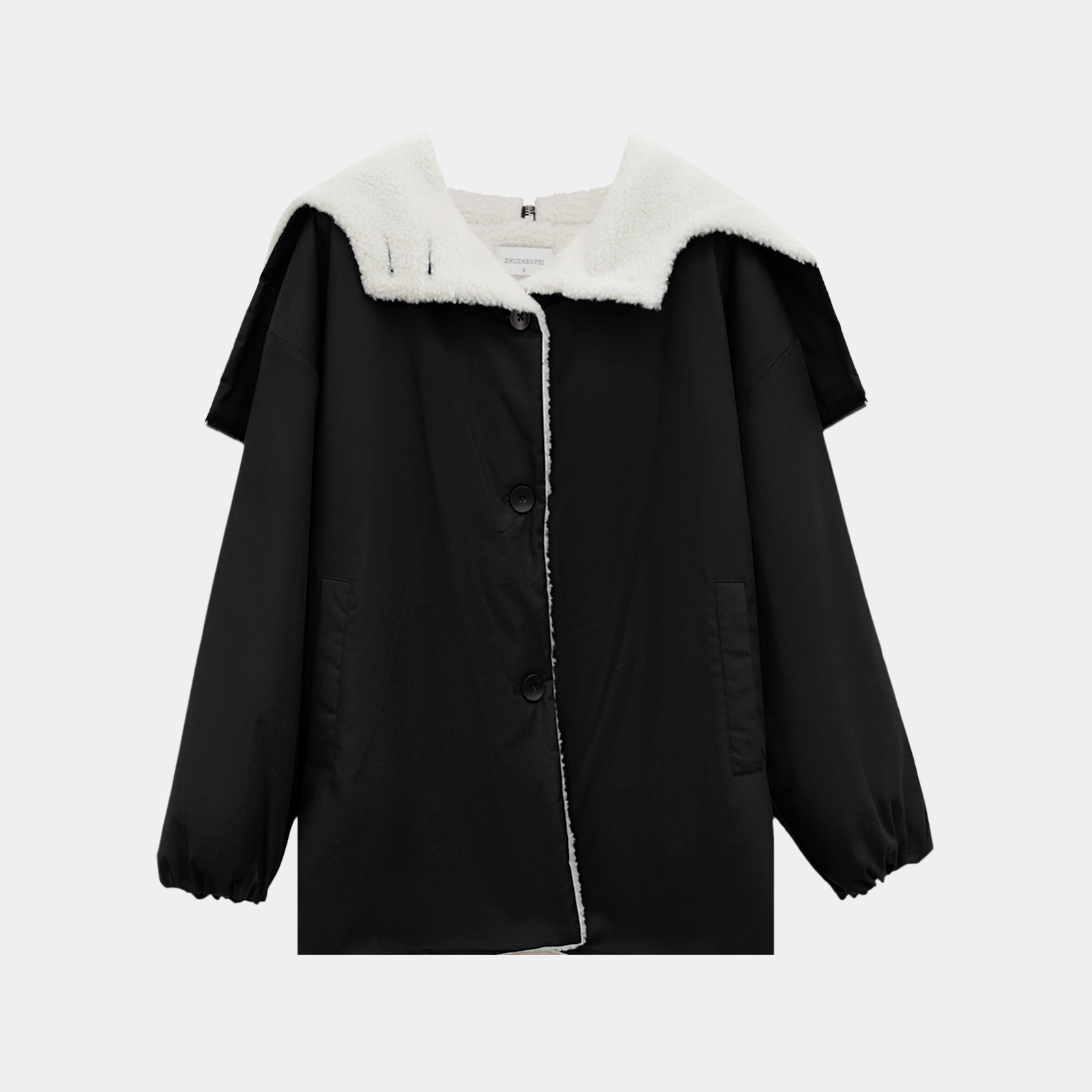 原创冬季女士时尚简约宽松舒适慵懒松弛拼色加厚保暖棉服ZL254012