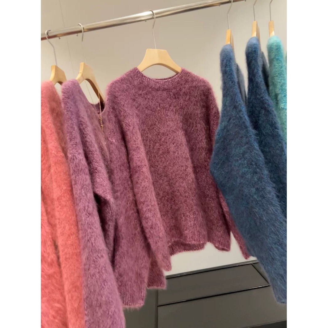 【亦菲me】圆领女拉毛衫秋冬彩色羊绒打底衫冬季XN259296