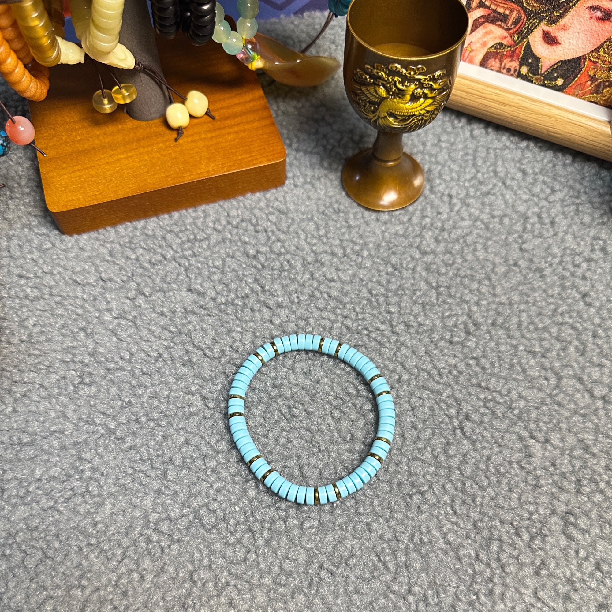 非金属亚克力手链 6mm左右高瓷药片单圈精工手串百搭叠搭必备