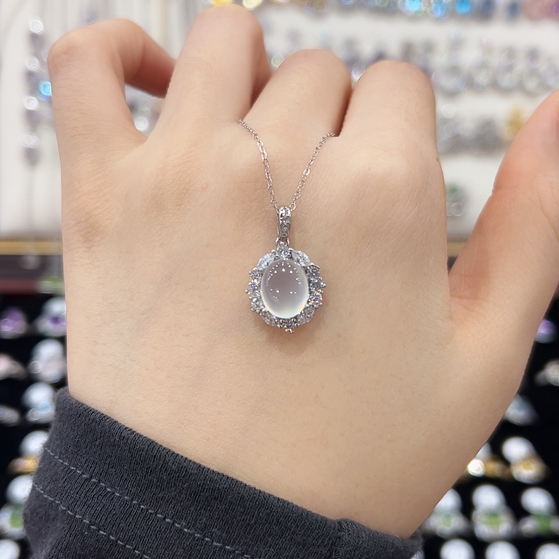 岫玉银S925镶嵌颈饰