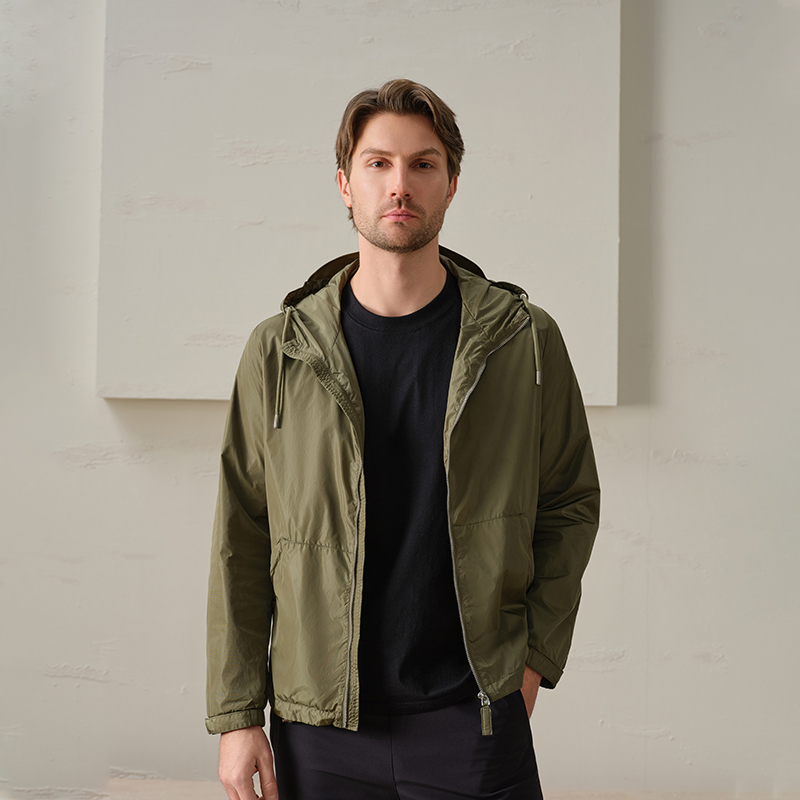 黑标意大利Limonta轻薄防风防雨连帽夹克P-K95727