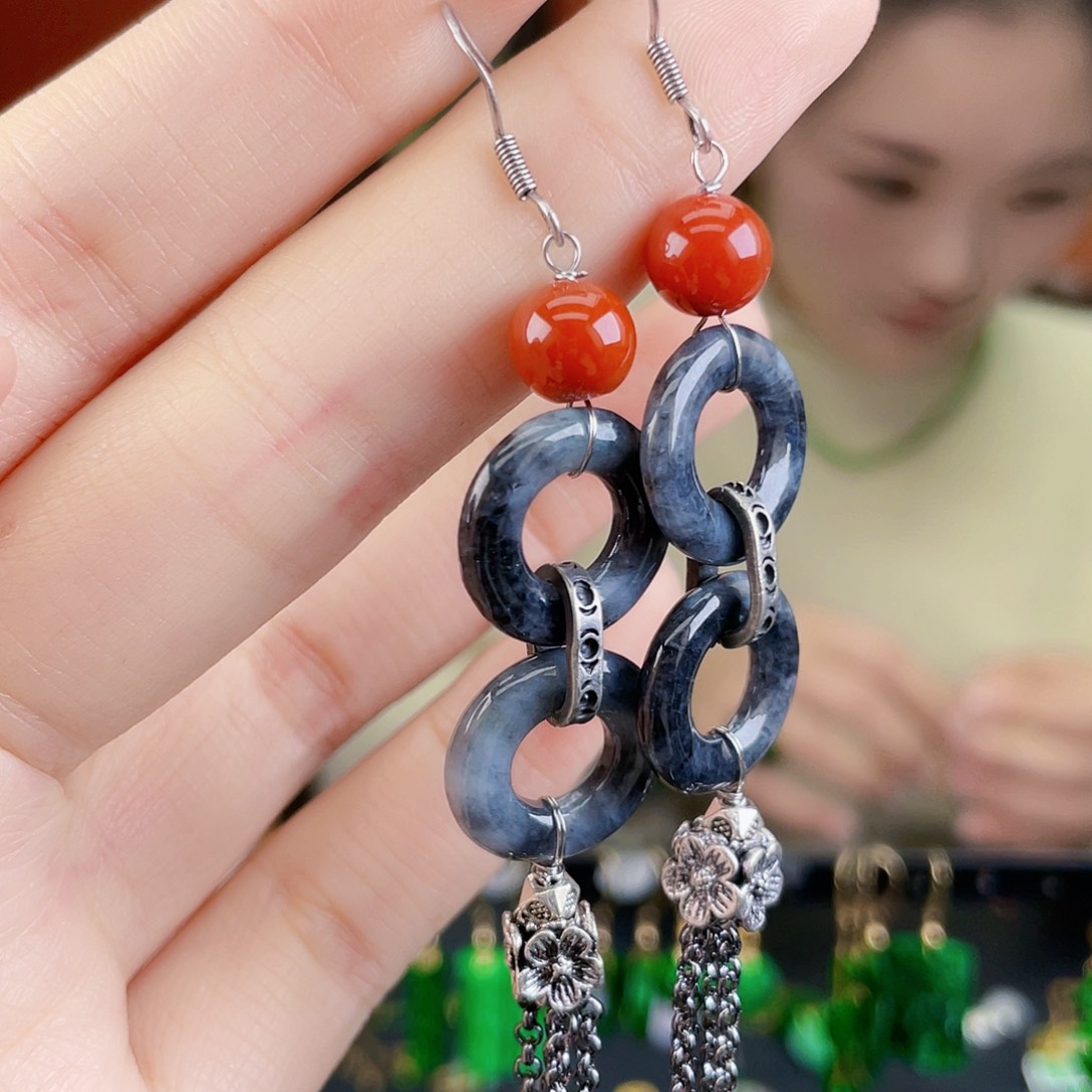 翡翠未镶嵌耳饰饰品