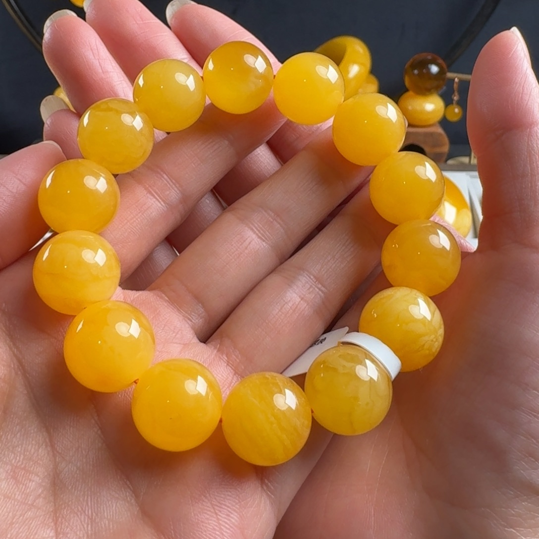 蜜蜡毛衣链未镶嵌爱*f