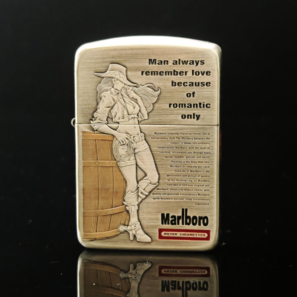 【老李鉴定】Zippo打火机正品 1941熏银万宝路QY牛仔女郎防风送礼DY