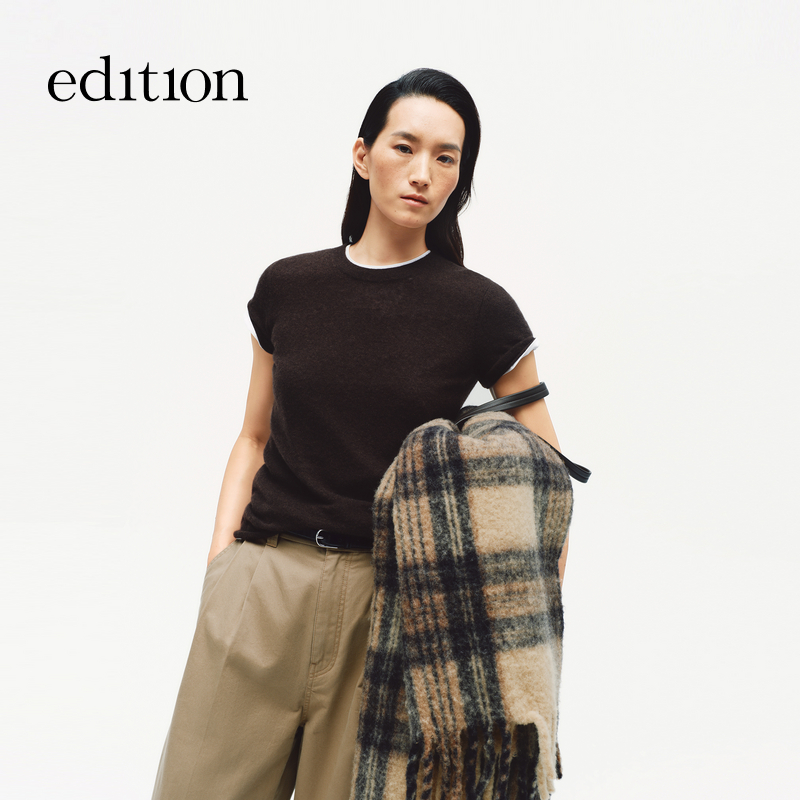 【商场同款】edition2025冬季新款云朵羊绒短袖毛衣#EBE4SWT005