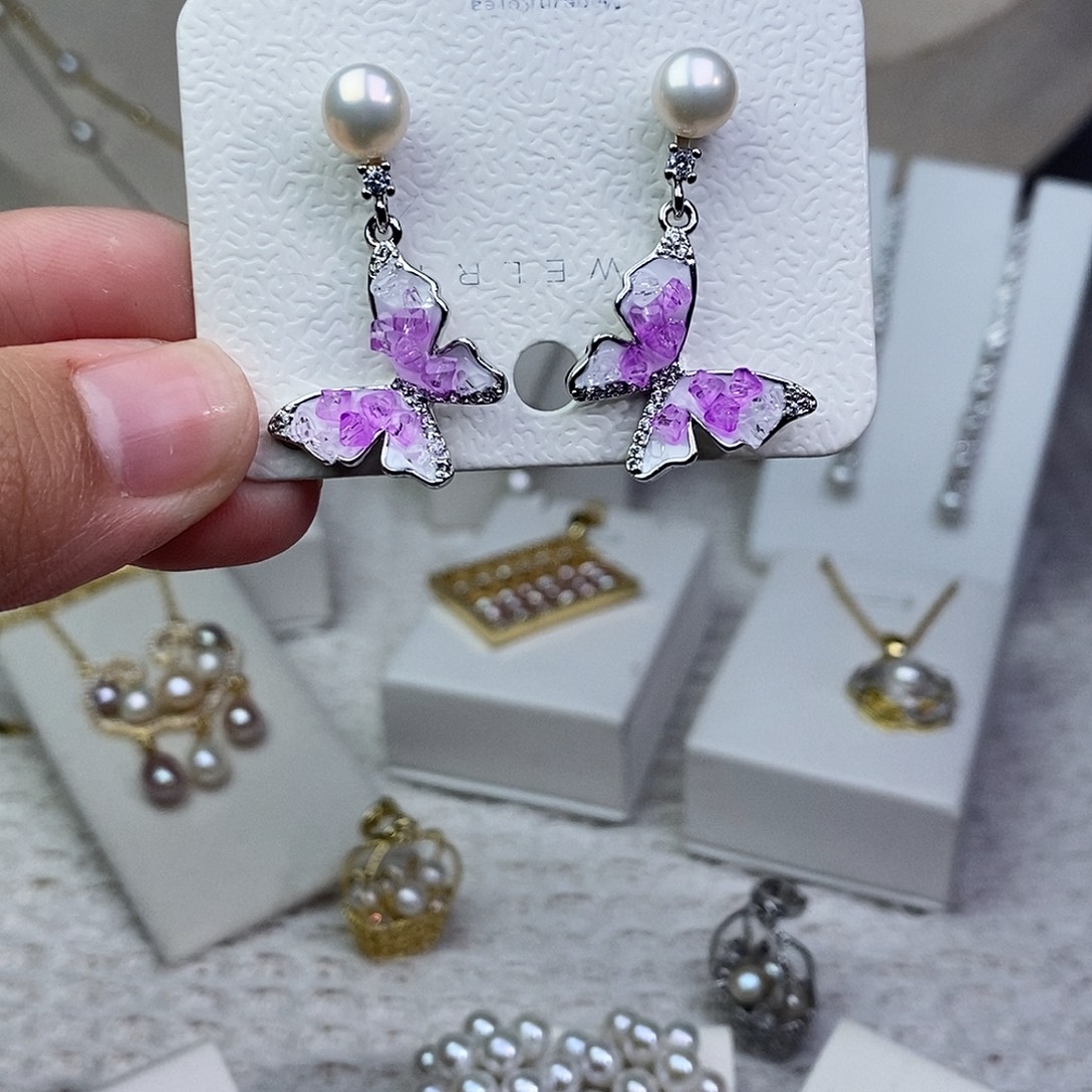 耳饰淡水珍珠银S925镶嵌