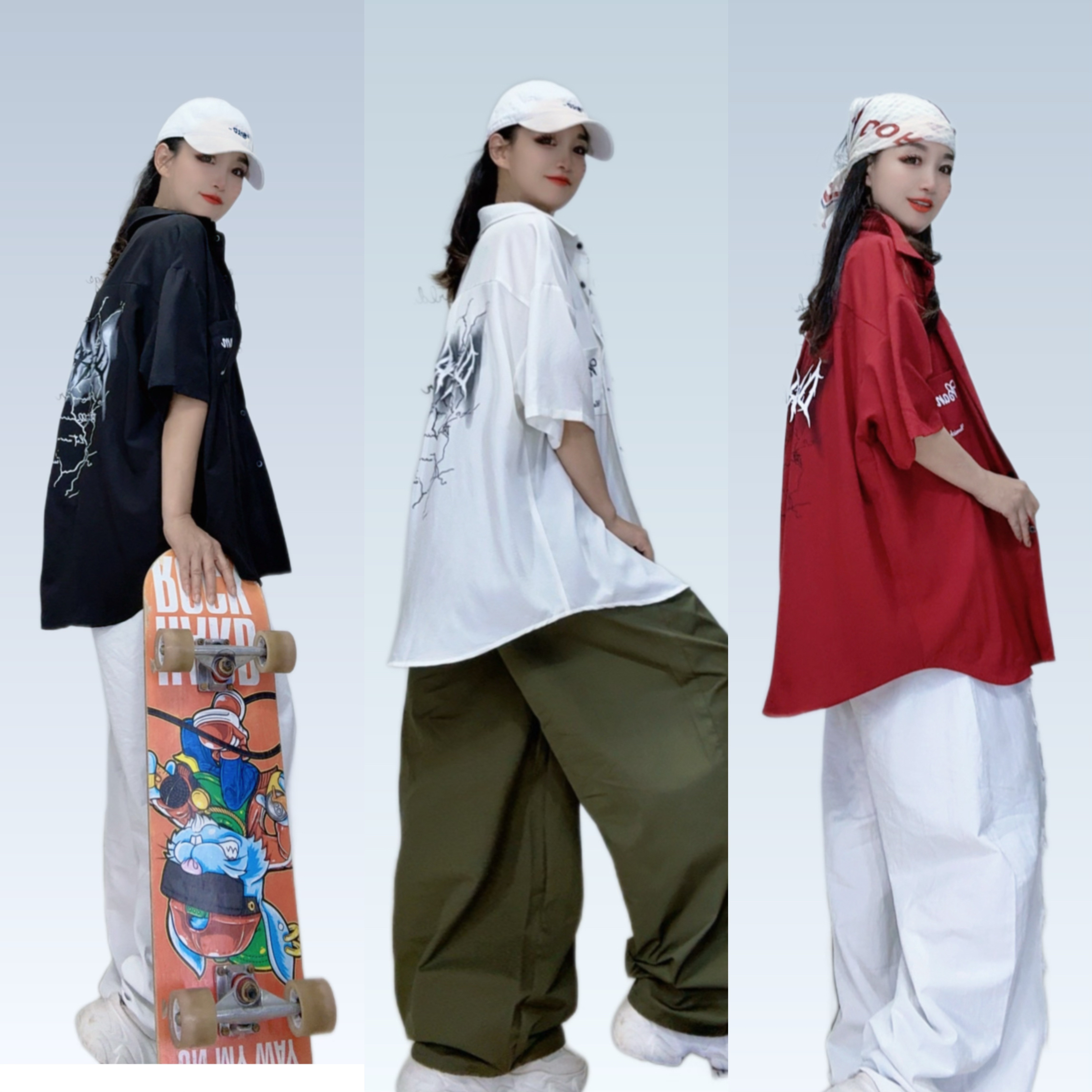 时超康友利玖壹玖潮牌双面缎手抓花面料短袖衬衫2595款