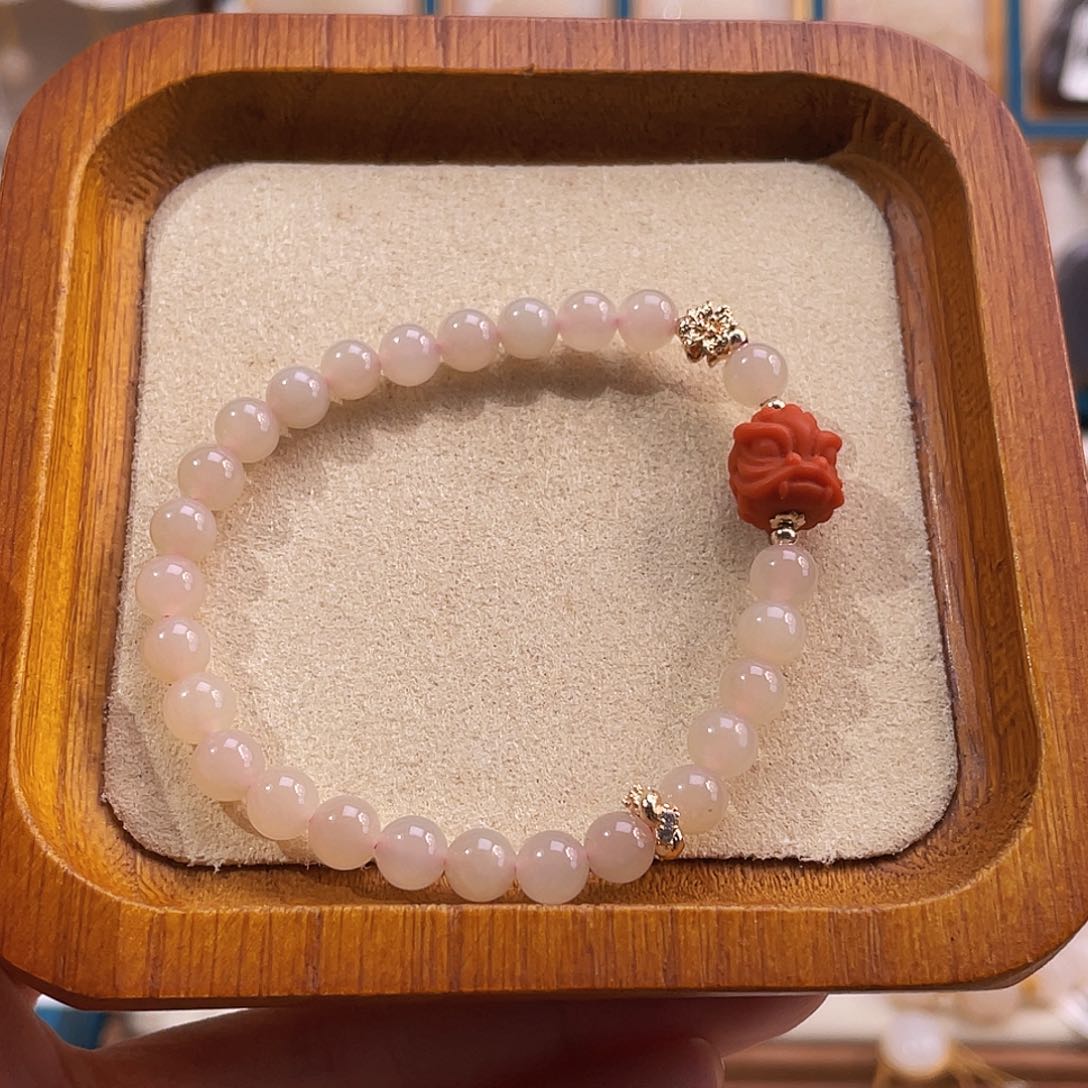 合金手串和田玉纯天然藕色手串